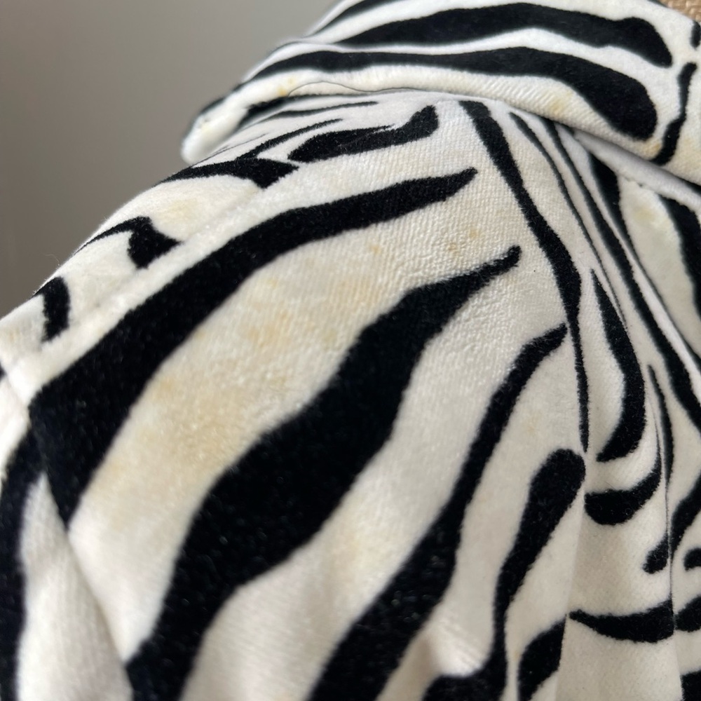 Zebra Print Women's Blazer Jacket - Black & White Velvet Feel - Picture 8 of 11